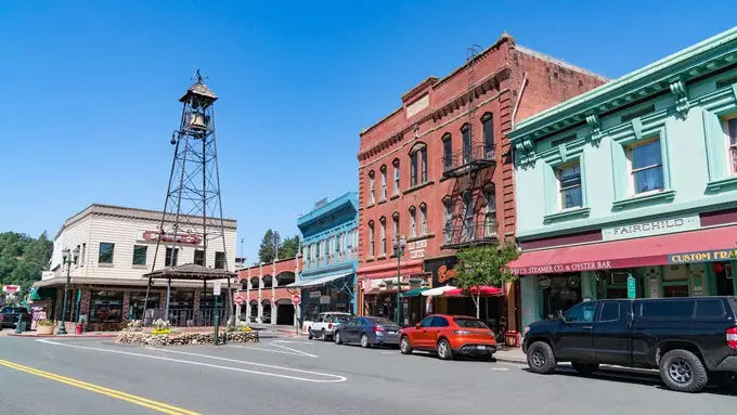 Historic downtown Placerville, CA with the Bell Tower