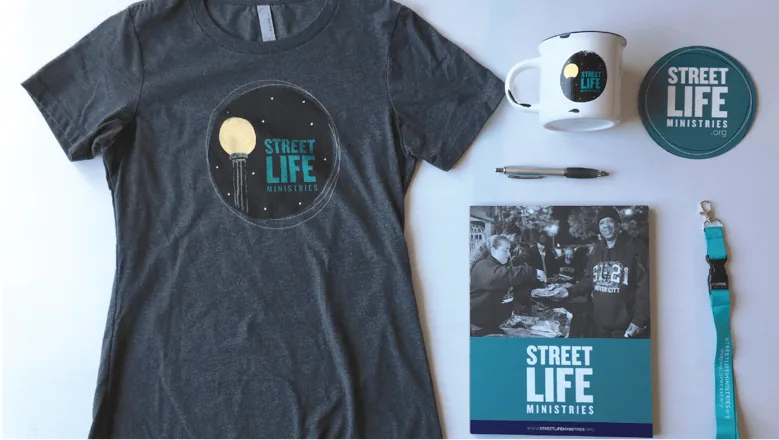 Branded t-shirt, mug, and stickers set