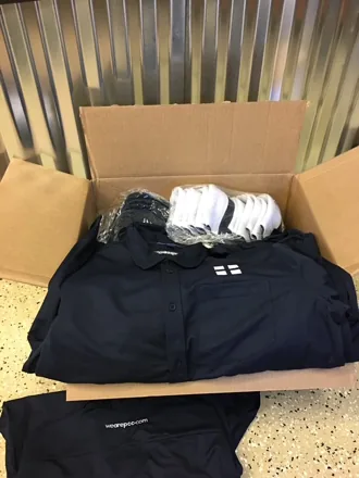 Custom branded polo shirts and socks