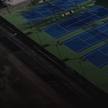 Aerial view of Del Norte Athletic Club's tennis courts and pool facilities